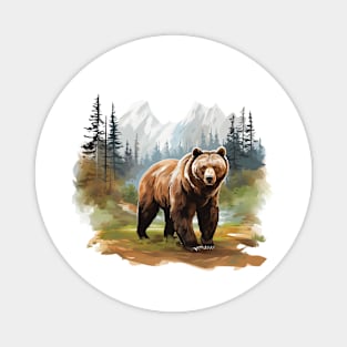 Watercolor Grizzly Bear Magnet